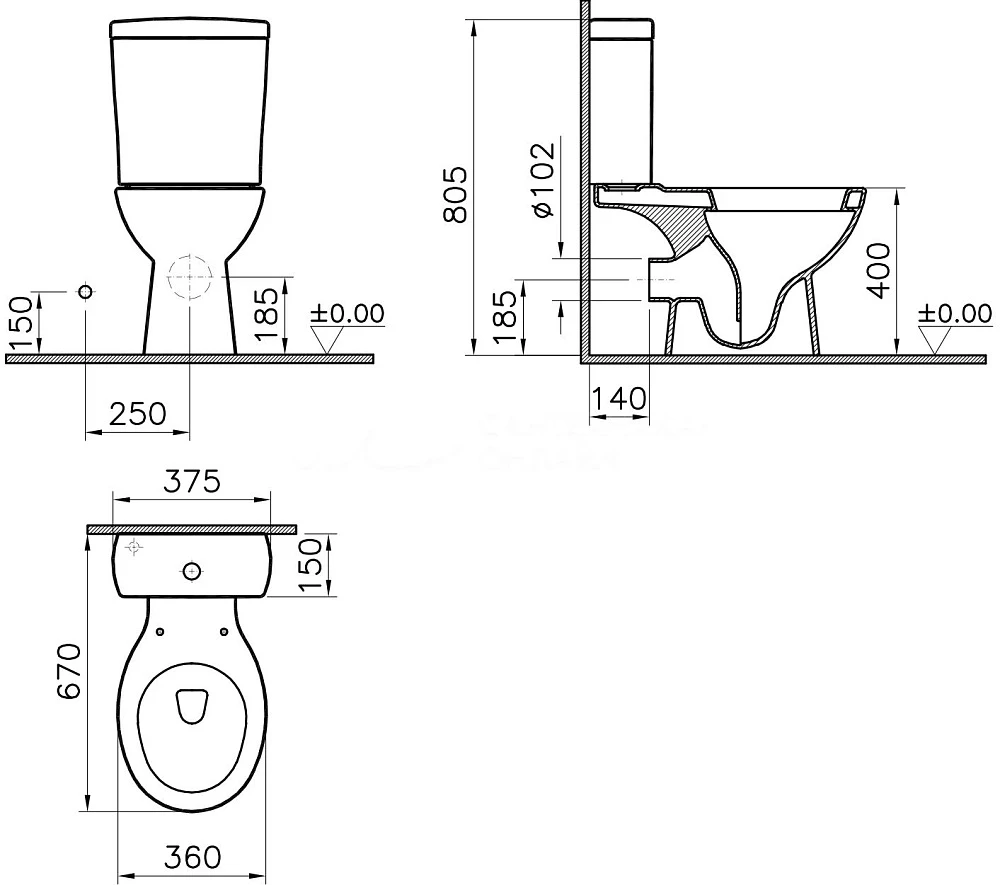 Унитаз-компакт Norm Nord Duroplast 9845B099-7202