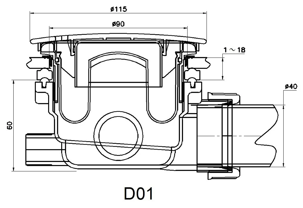 Сифон для душевых поддонов RGW Velplex QYD-01 (18241101-04)
